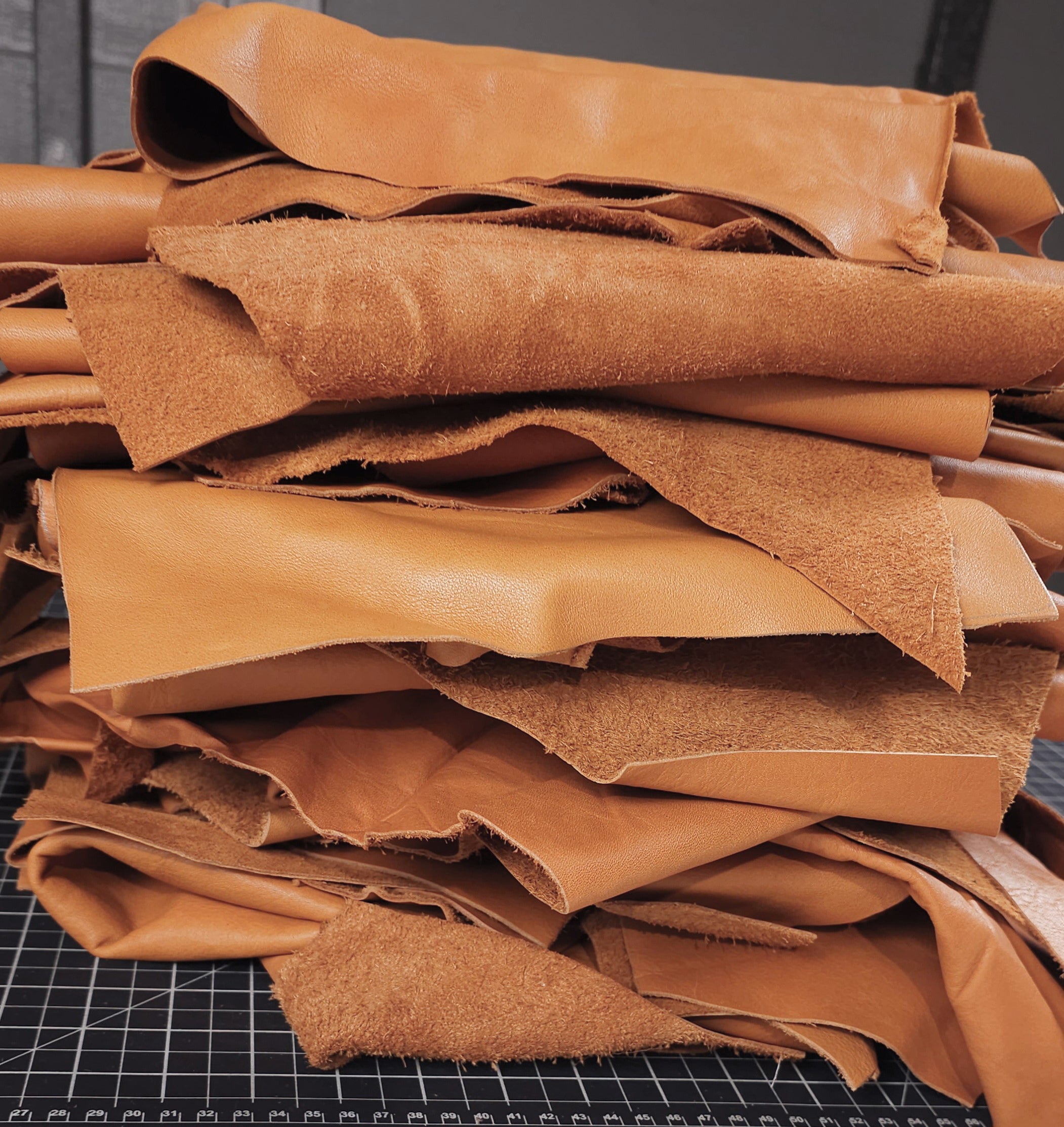 Saddle Tan leather remnants 1-2 sq. ft - Veg Tanned