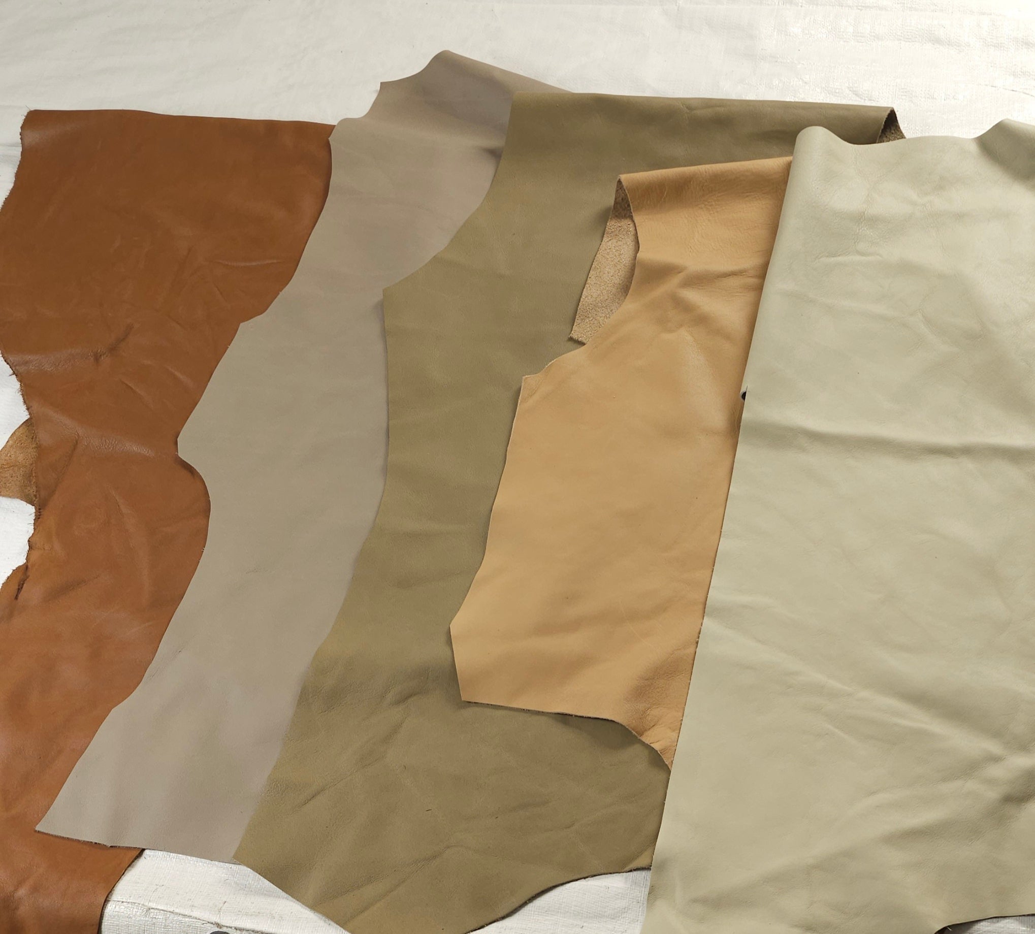 Earth Tone Medium Leather Scraps (1–2 sq ft, Full-Grain)
