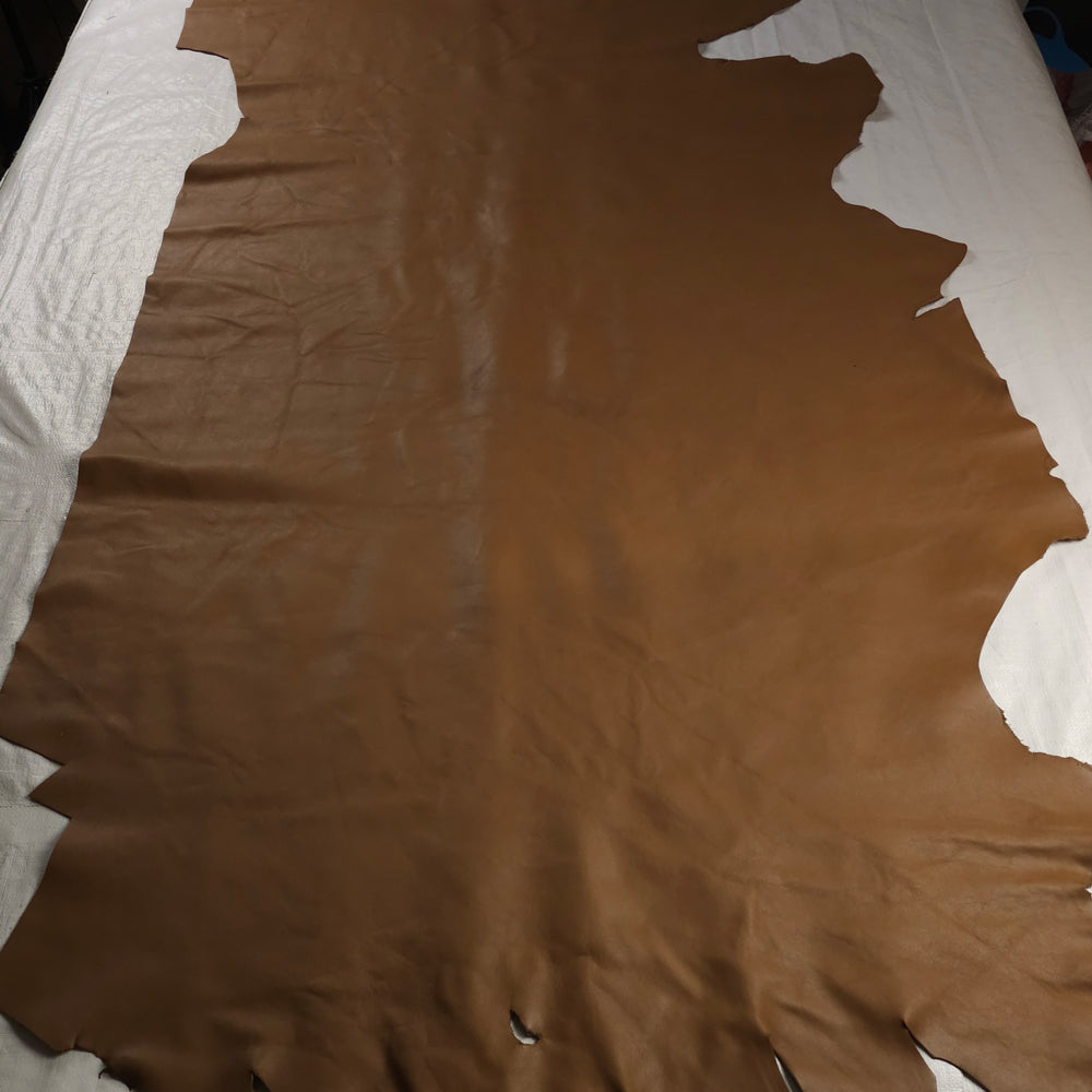 Almond brown part hide leather front view