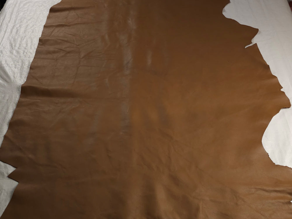 Almond brown part hide leather front view