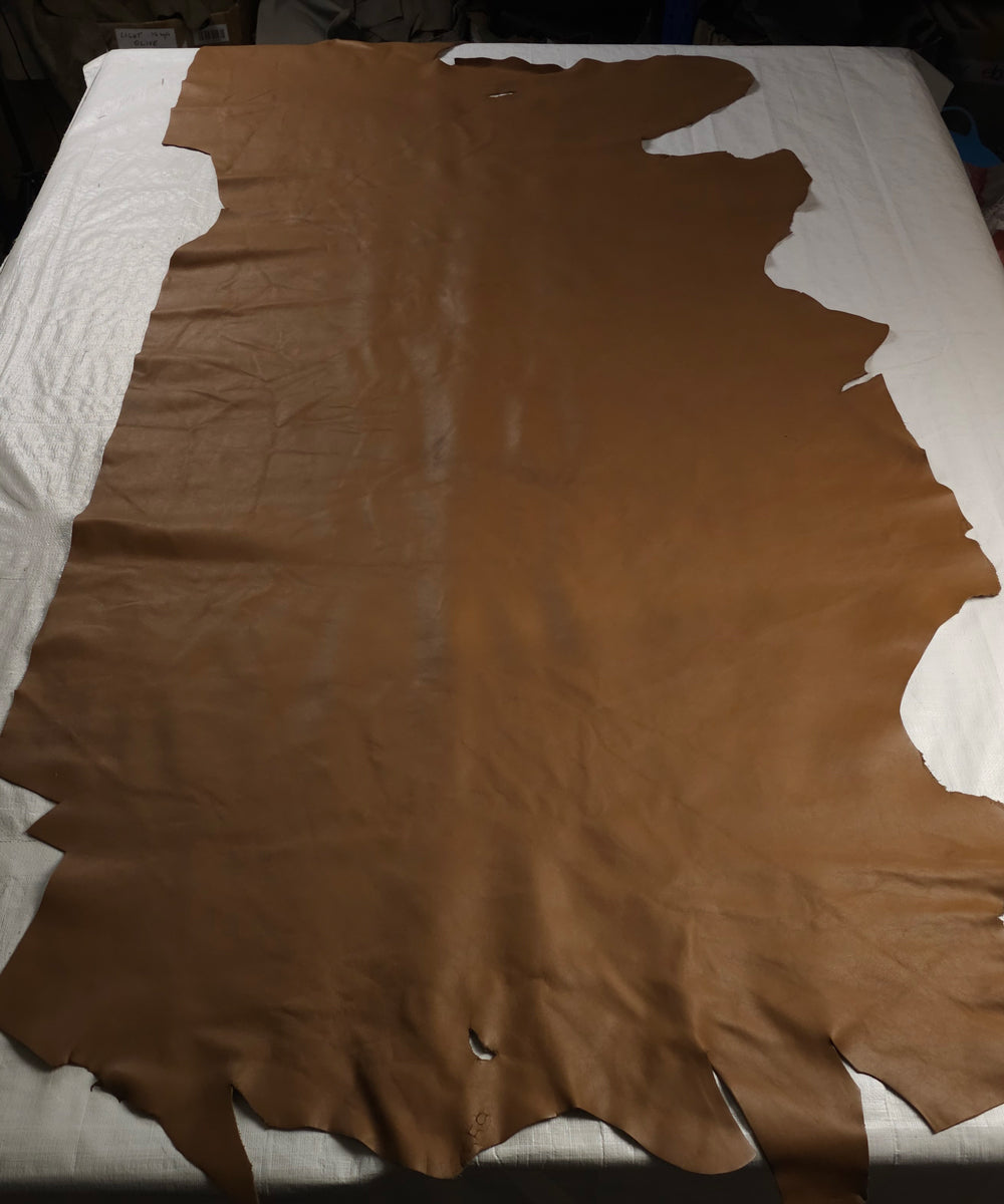 Almond brown part hide leather front view