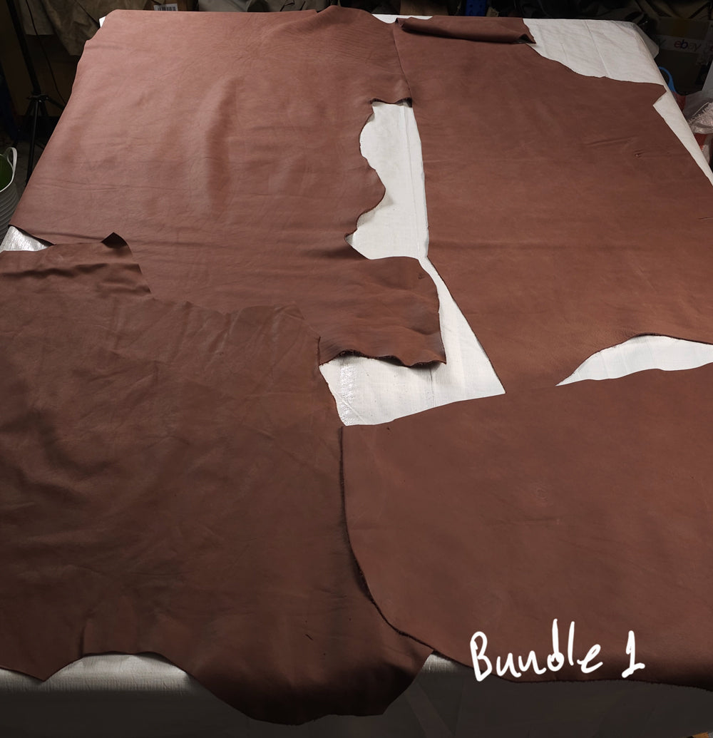 Full-grain semi-aniline leather offcuts in various colours for DIY crafts