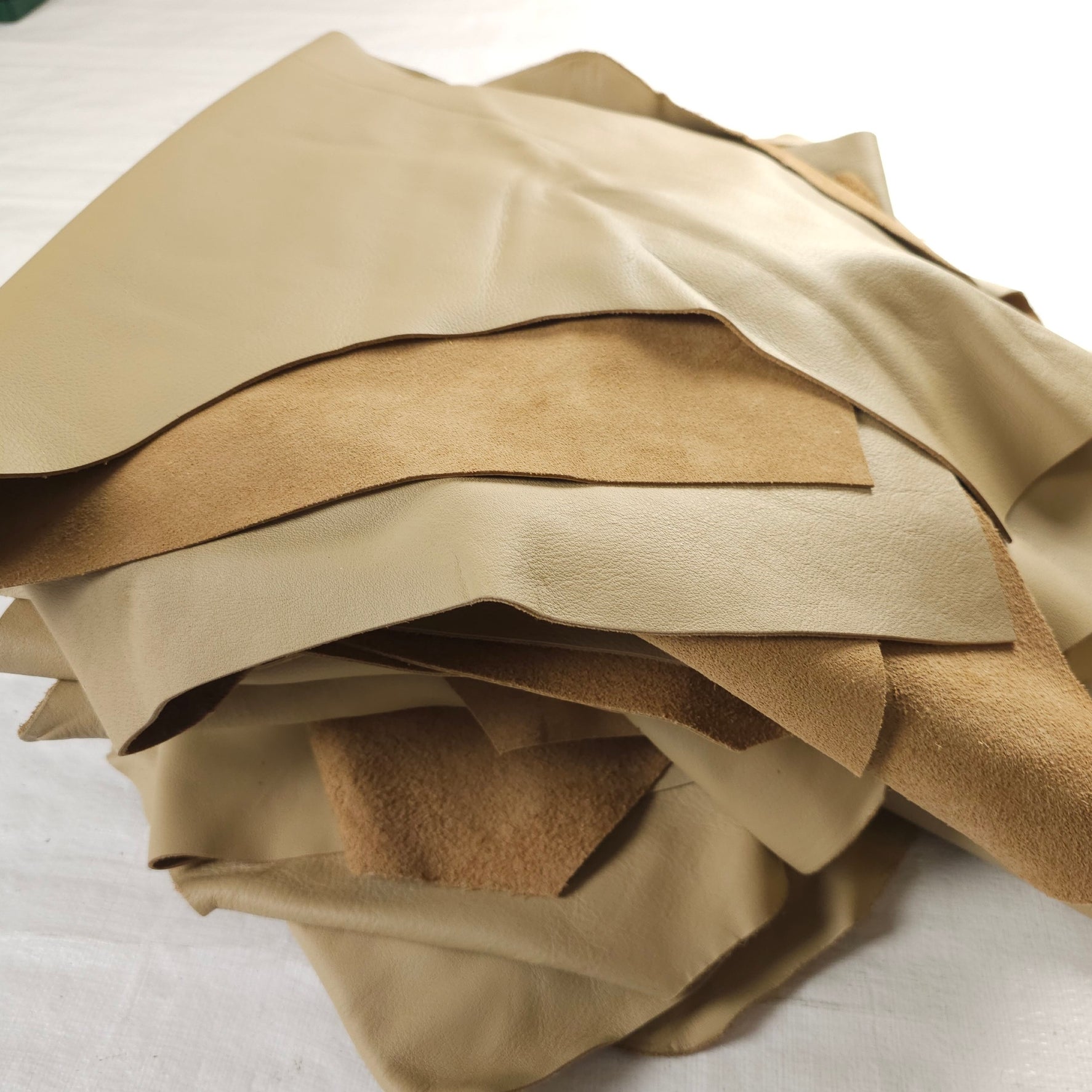 Beige Elmosoft full grain leather scraps for DIY
