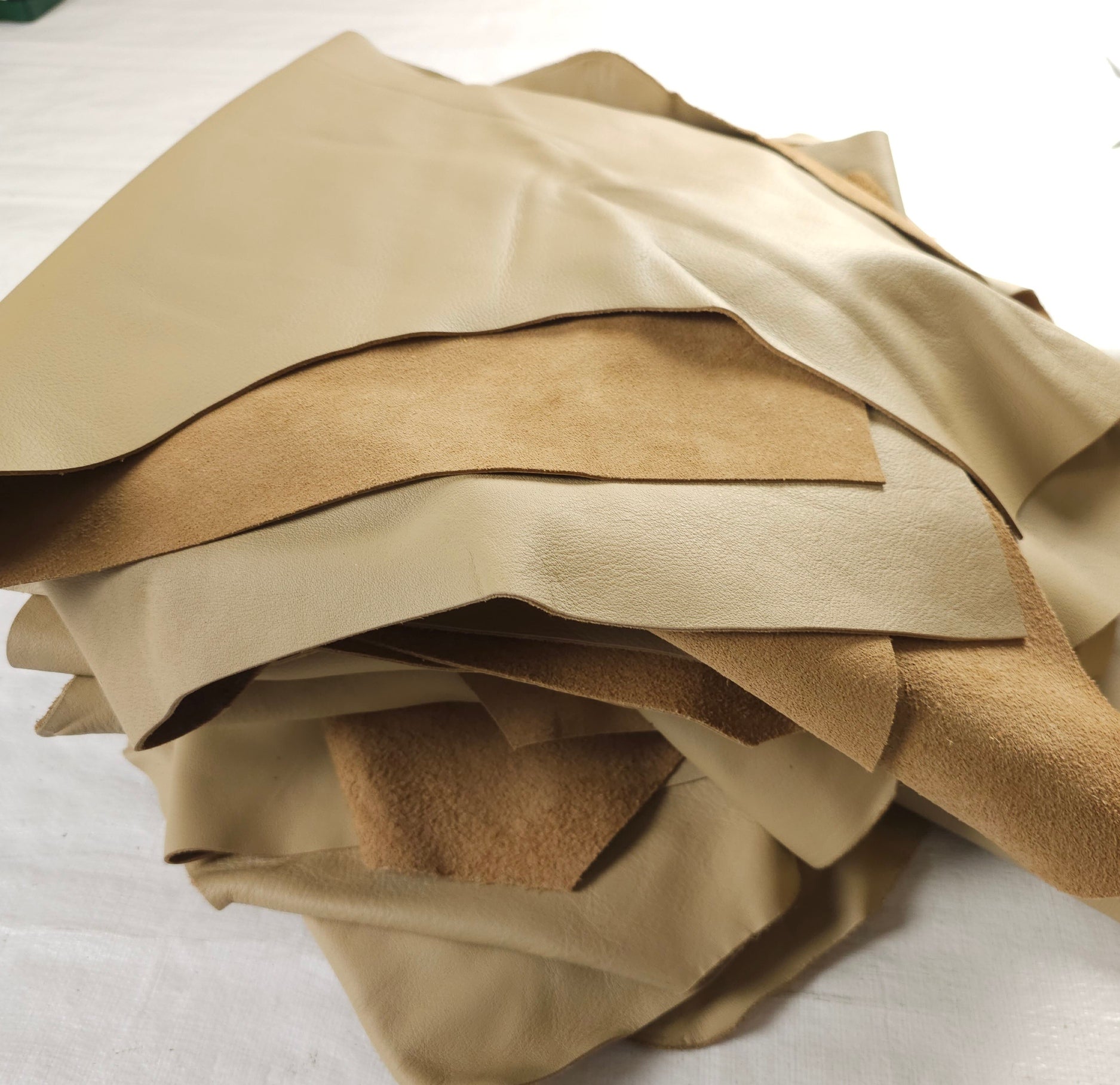 Beige Elmosoft full grain leather scraps for DIY