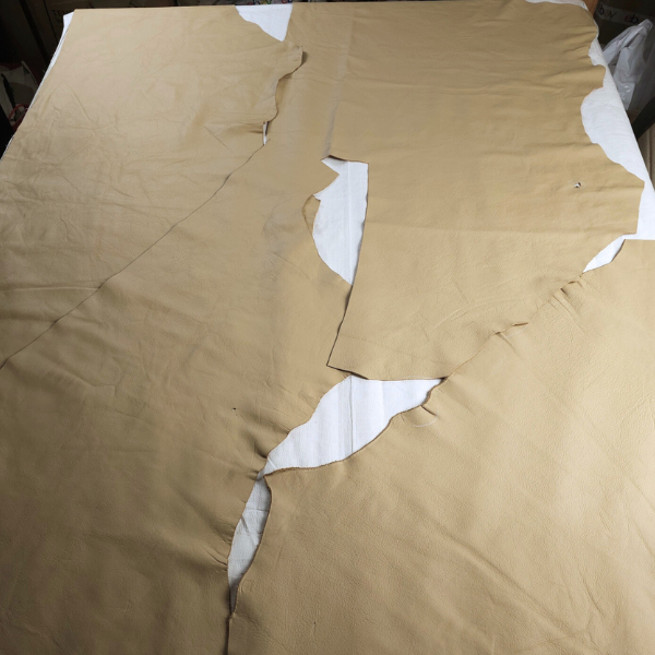 Beige full grain cowhide leather pieces