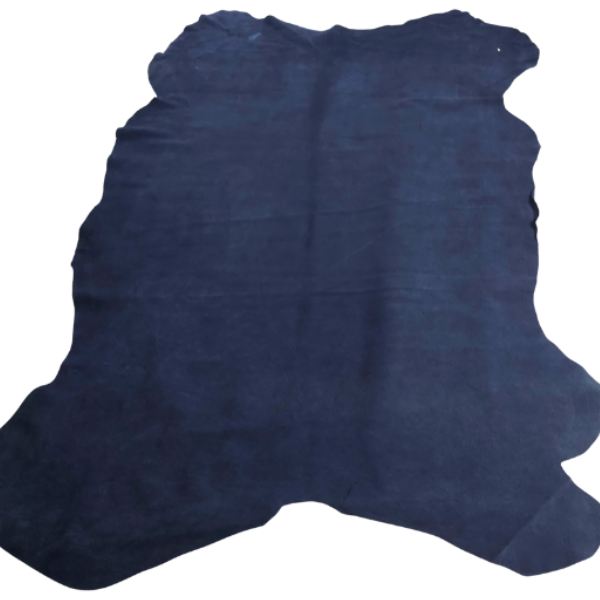 Blue suede pigskin leather