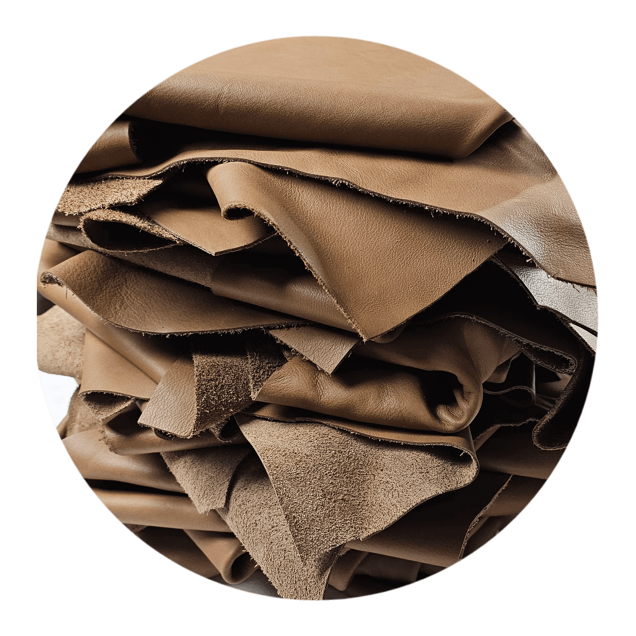 Brown Cowhide leather scraps Various Earthy colours 1 - 2 sq. ft