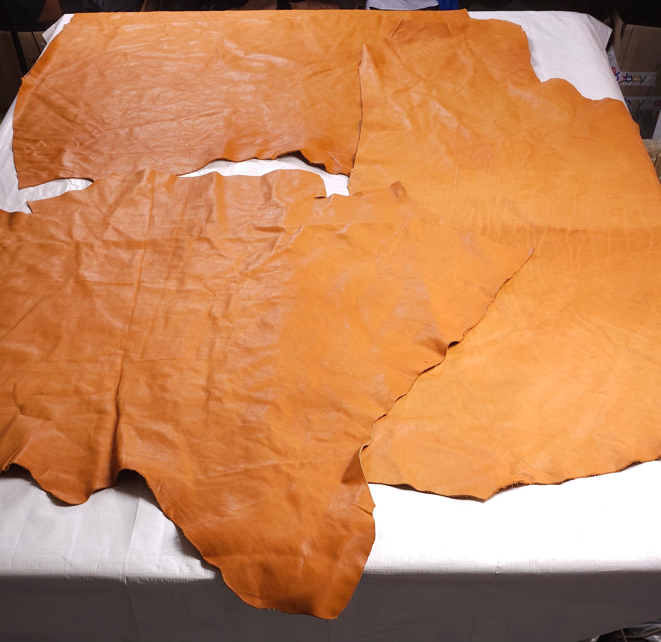 Saddle Tan Veg cowhide offcuts bundle 20 sq. ft