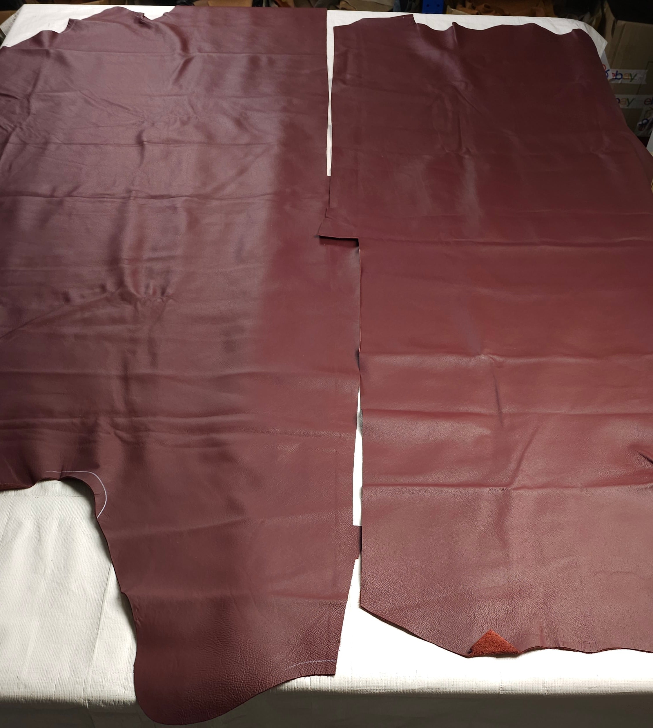 Burgundy cowhide offcuts bundle 25 sq. ft