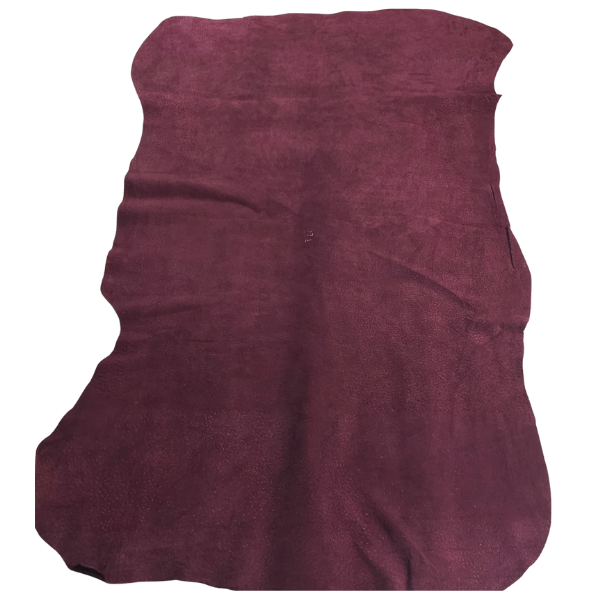 Burgundy pigskin suede leather