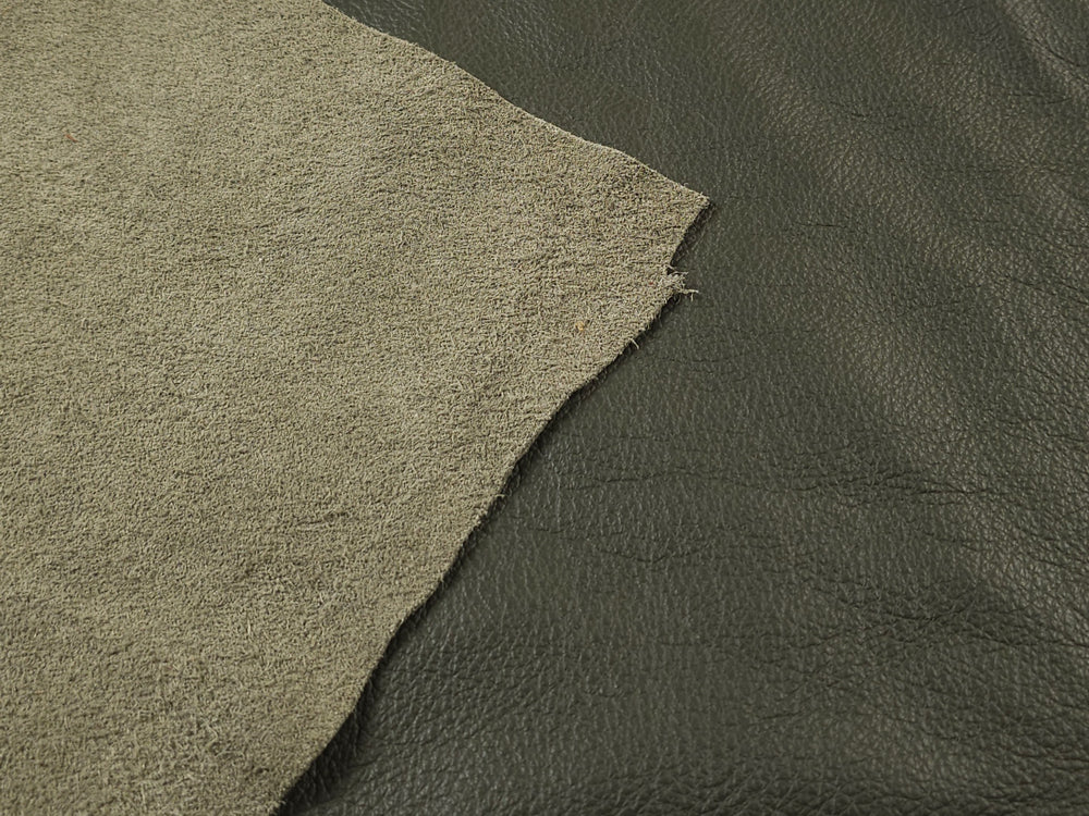 Craft leather hide in dark olive – 13 sq. ft of flexible cowhide