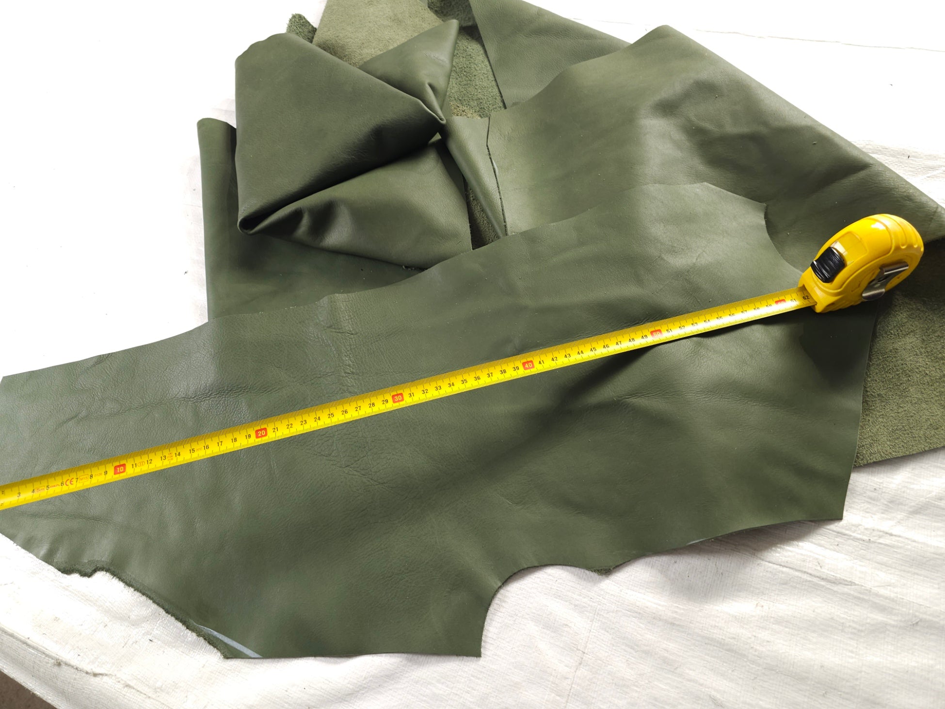Deep hunter green cowhide leather offcuts for craft projects