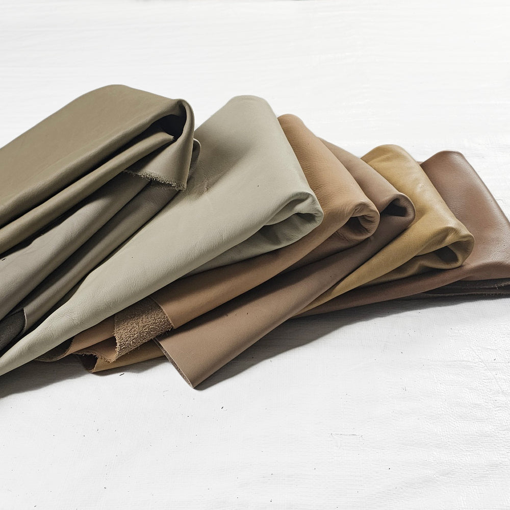 full grain earth tone cowhide offcuts 1.4 to 1.6 mm
