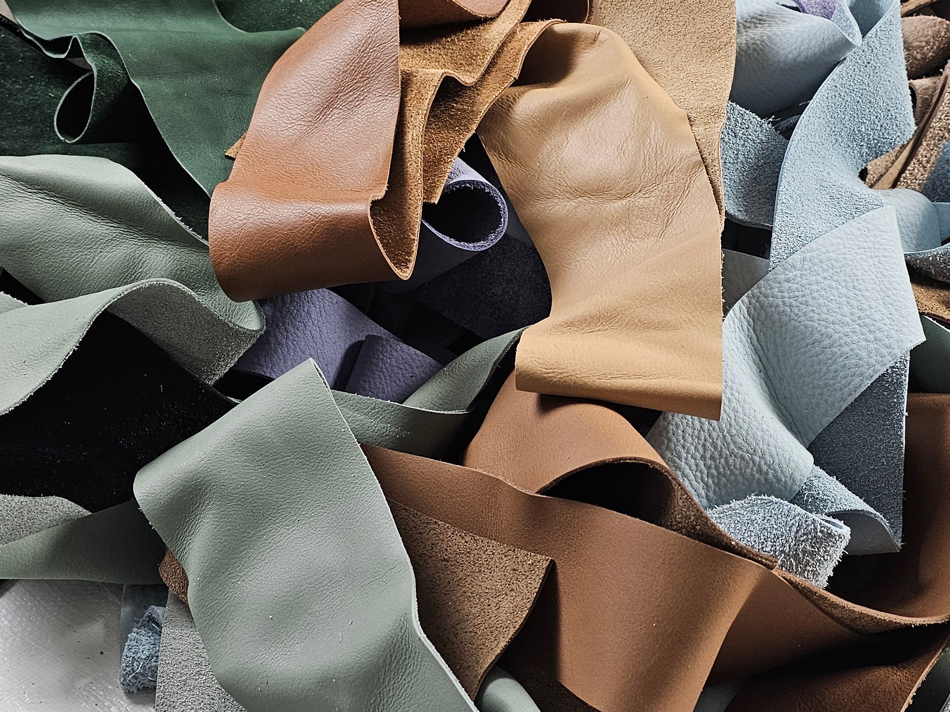 Mixed full-grain leather strips for craft projects
