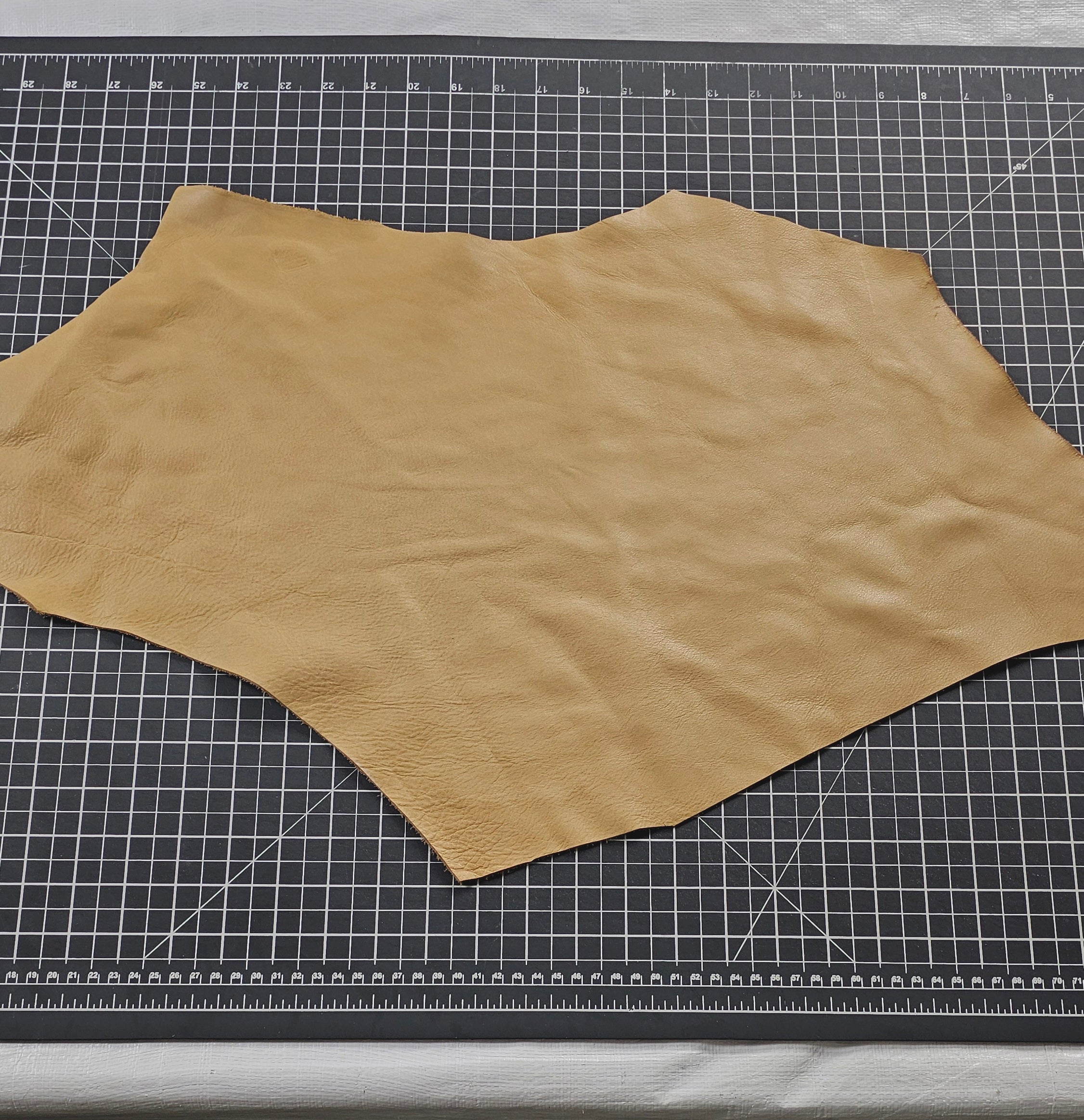 Golden mustard leather offcuts for crafts 1–2 square feet