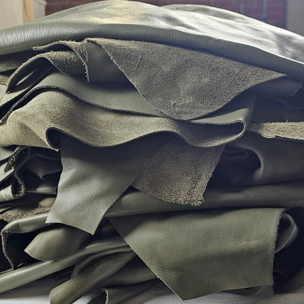 Assorted leather remnants with ten unique colour pack options