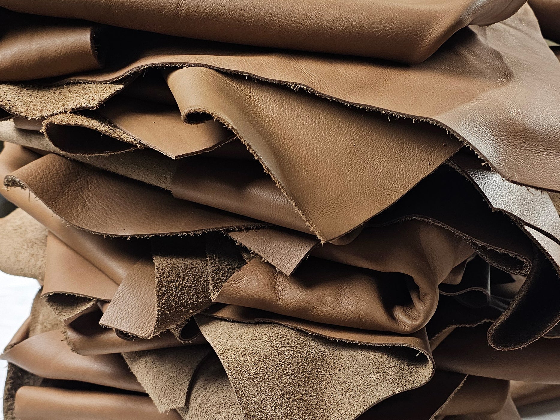 Light Brown leather scraps for crafts 1 - 2 sq ft