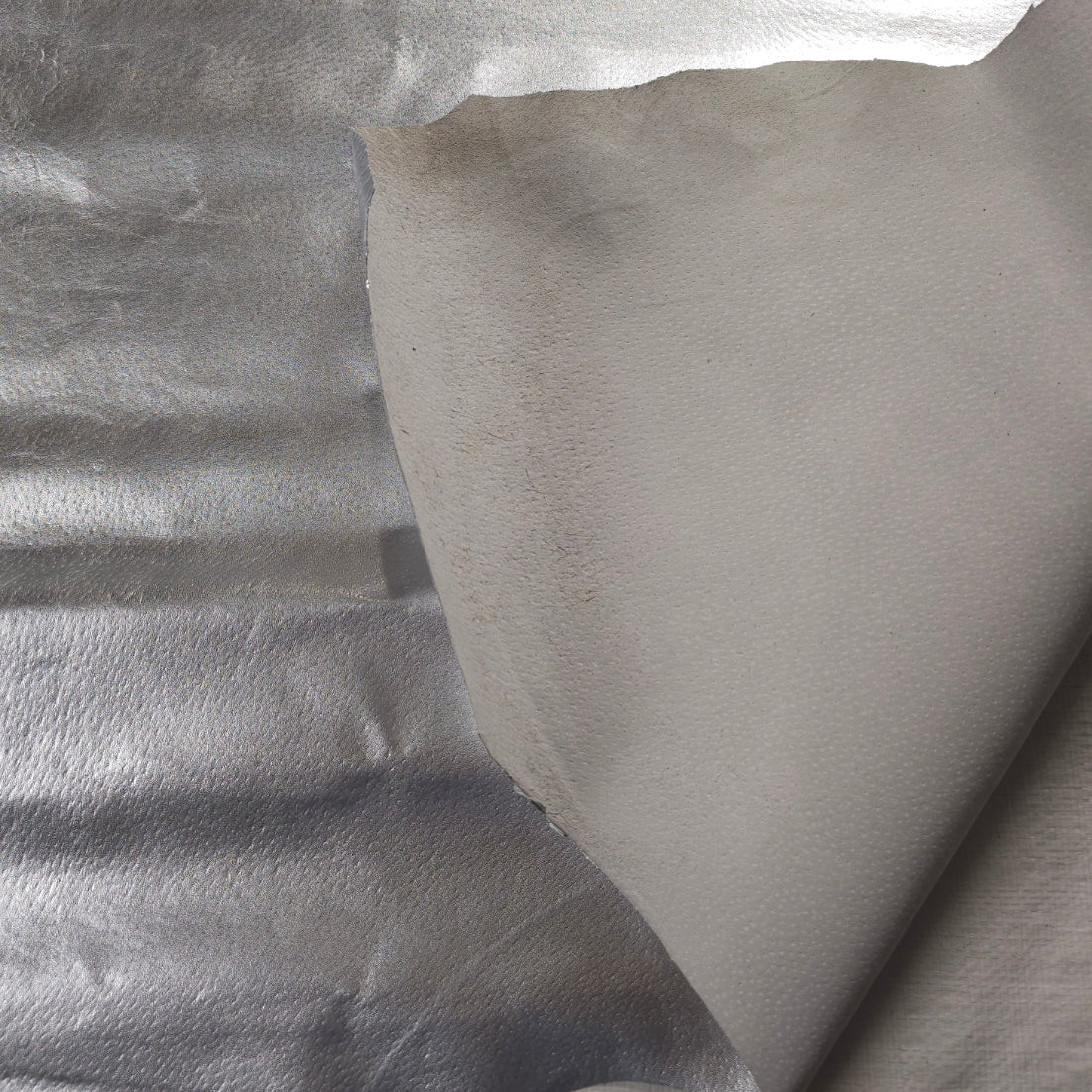 Metallic Silver Pigskin Leather
