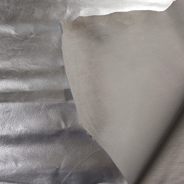 Metallic Silver Pigskin Leather