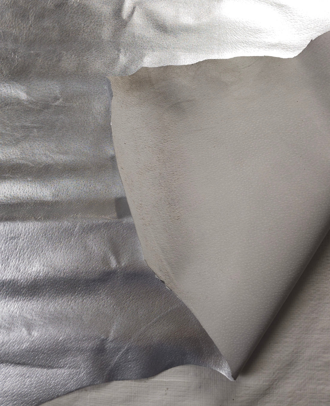 Metallic Silver Pigskin Leather
