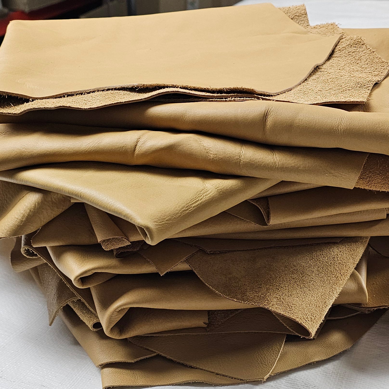 Mustard yellow leather scraps 1 to 2 sq ft full grain cowhide