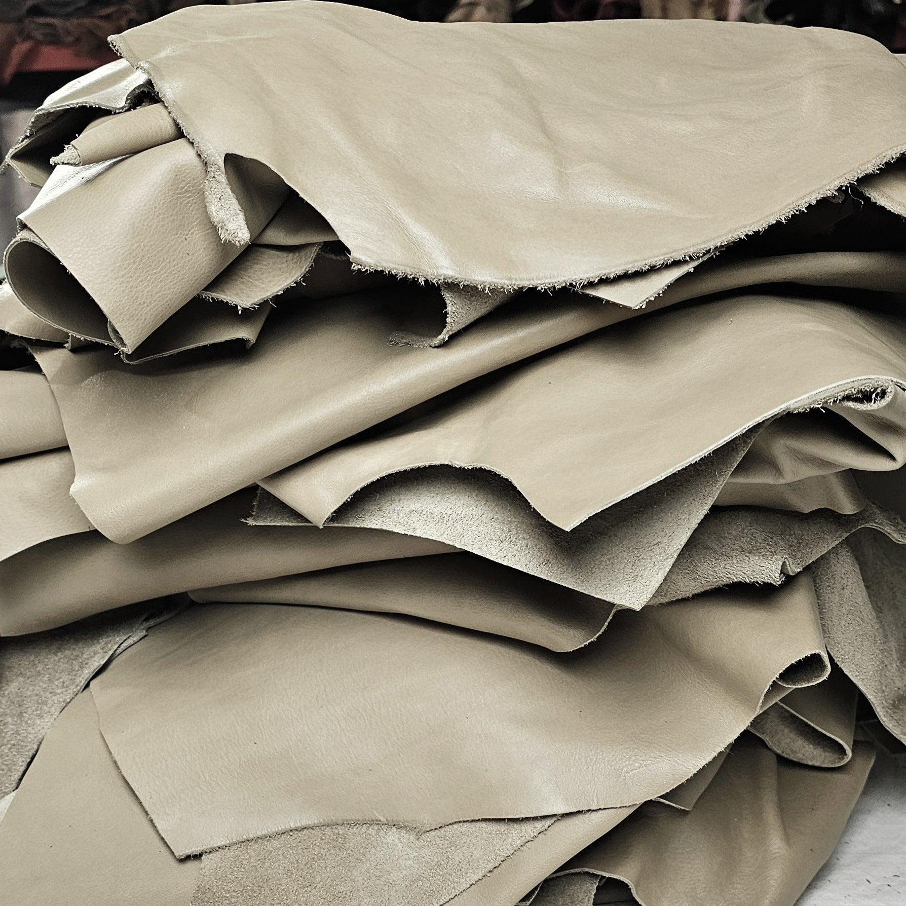 Olive Green leather scraps for crafts 1 - 2 sq ft