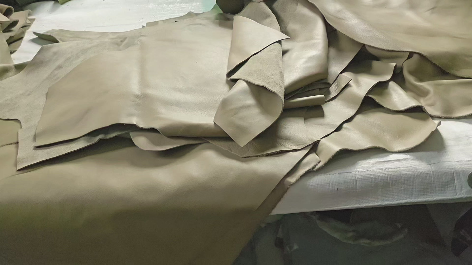 Olive Green Leather Scraps for Crafts | 1-2 sq. ft.$35.00