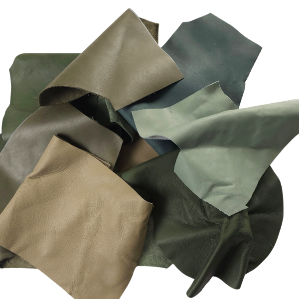 Small Assorted Green Leather Scraps 1 to 3 hands