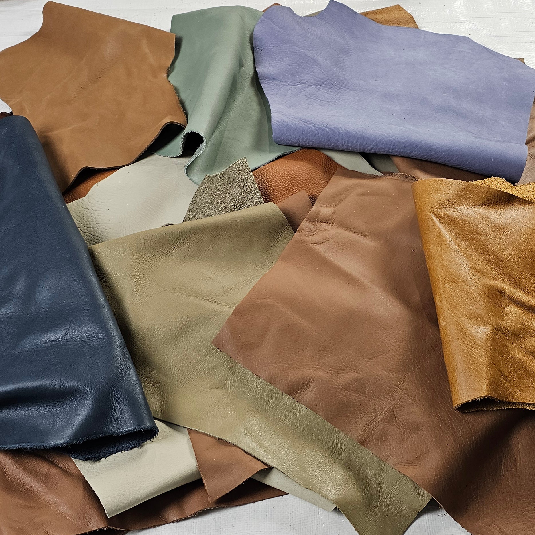 Small Assorted Leather Scraps | Mixed Cowhide Offcuts