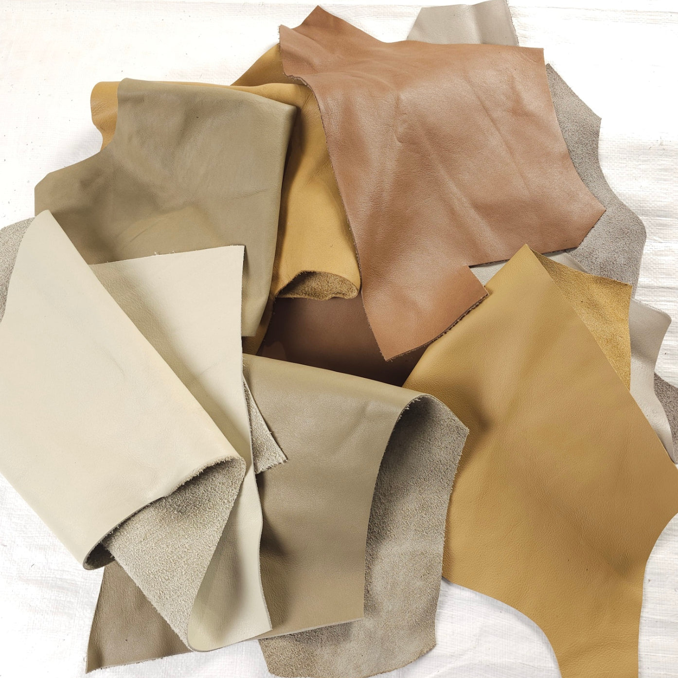 Small Earth Tone Leather Scraps 1 to 3 hands