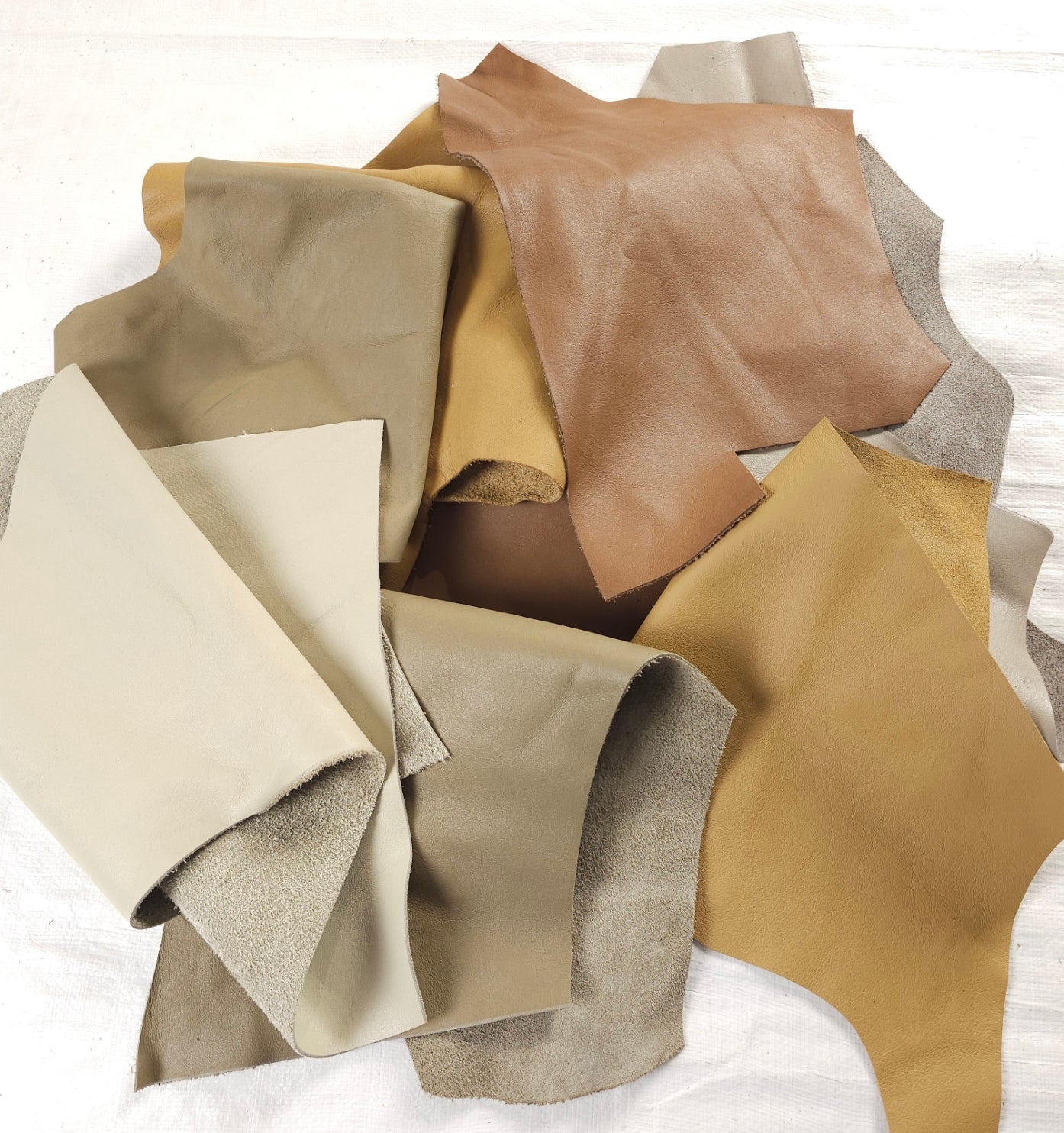 Small Earth Tone Leather Scraps 1 to 3 hands