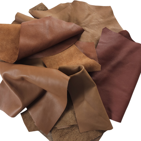 Small Mixed Brown Leather Scraps 1 to 3 hands