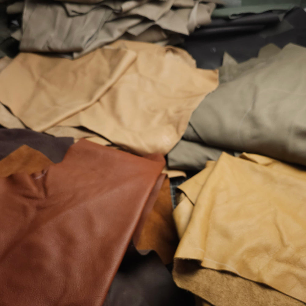 soft pliable earth tones leather scraps for trims and journals