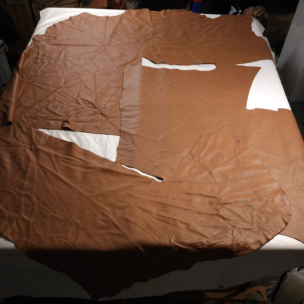 Vegetable tanned cowhide leather pieces tan