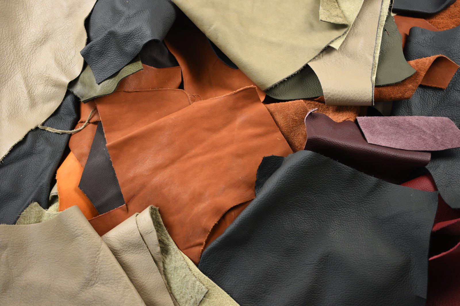 Assorted colour leather scraps